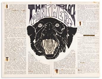(BLACK PANTHERS.) Illustrated layout for an article on the Black Panthers in a Princeton University student magazine.